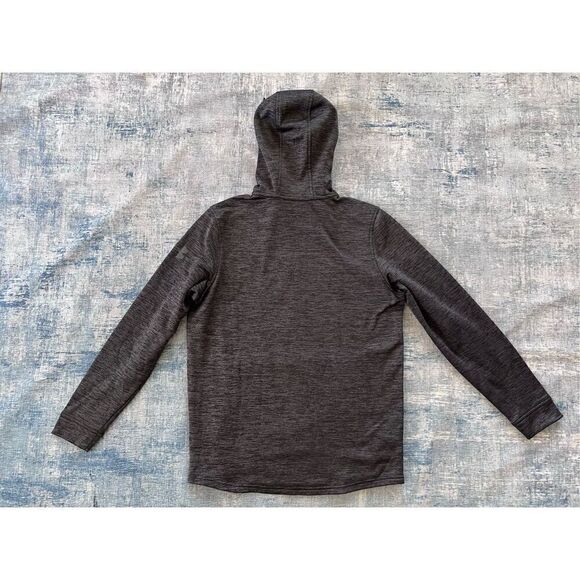 Under Armour Heathered Charcoal Gray Black Hooded 1/4 Zip Pullover Small - Picture 2 of 6
